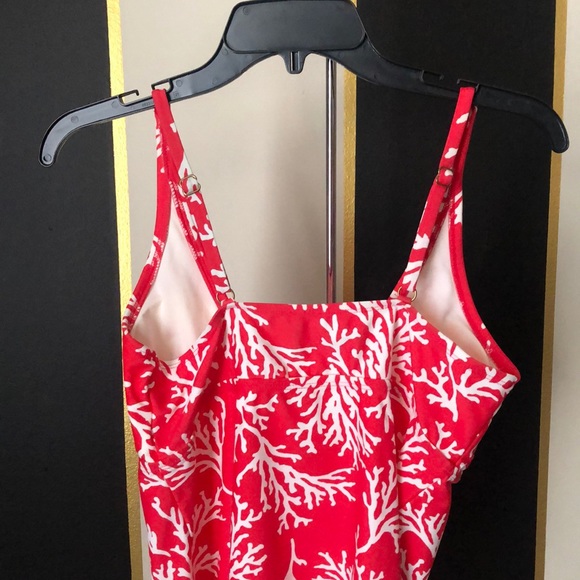 Merona coral print coral and white tankini top M - Picture 6 of 8